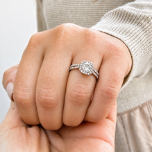 Load image into Gallery viewer, Cushion Cut And Round Cut Sides Moissanites Engagement Ring And Matching Band Wedding Set Halo Style Bridal Set 14K Rose Gold 1.60ctw
