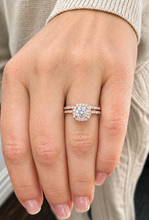 Load image into Gallery viewer, Cushion Cut And Round Cut Sides Moissanites Engagement Ring And Matching Band Wedding Set Halo Style Bridal Set 14K Rose Gold 1.60ctw
