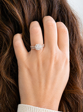Load image into Gallery viewer, Cushion Cut And Round Cut Sides Moissanites Engagement Ring And Matching Band Wedding Set Halo Style Bridal Set 14K Rose Gold 1.60ctw
