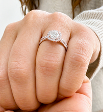 Load image into Gallery viewer, Cushion Cut And Round Cut Sides Moissanites Engagement Ring And Matching Band Wedding Set Halo Style Bridal Set 14K Rose Gold 1.60ctw
