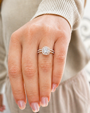 Load image into Gallery viewer, Cushion Cut And Round Cut Sides Moissanites Engagement Ring And Matching Band Wedding Set Halo Style Bridal Set 14K Rose Gold 1.60ctw
