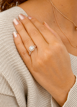 Load image into Gallery viewer, Cushion Cut And Round Cut Sides Moissanites Engagement Ring And Matching Band Wedding Set Halo Style Bridal Set 14K Rose Gold 1.60ctw
