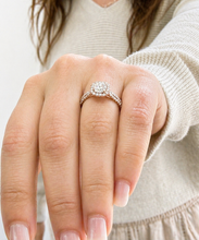 Load image into Gallery viewer, Cushion Cut And Round Cut Sides Moissanites Engagement Ring And Matching Band Wedding Set Halo Style Bridal Set 14K Rose Gold 1.60ctw
