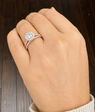 Load image into Gallery viewer, Cushion Cut And Round Cut Sides Moissanites Engagement Ring And Matching Band Wedding Set Halo Style Bridal Set 14K Rose Gold 1.60ctw
