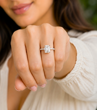 Load image into Gallery viewer, Emerald Cut Center And Round Cut Moissanites Engagement Ring Set In 14K Solid Yellow Gold Wedding Bridal Ring Set 3.25ctw
