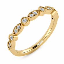 Load image into Gallery viewer, Round Cut Simulated Diamonds Half Eternity Band Engagement Band Filigree 14K Solid Yellow Gold Wedding Band Bridal Anniversary Band 0.15ctw
