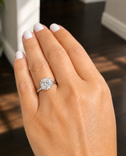 Load image into Gallery viewer, Crown Setting Style Solitaire Round Cut Simulated Diamond Engagement Ring Split Shank Wedding Ring 14K Solid White Gold Bridal Ring 3.00ct

