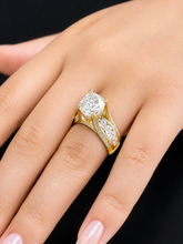Load image into Gallery viewer, Cushion Cut And Round Cut Sides Diamond Engagement Ring IGI Certified 14k Solid Yellow Gold Hidden Halo Wedding Ring Bridal Ring 4.50 G-VS2
