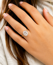 Load image into Gallery viewer, Oval Shape Simulated Diamonds Engagement Ring Solitaire Set Wedding Ring Four Prong Setting 5.00ct Bridal Ring Set In 14K Solid Yellow Gold

