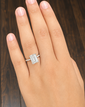 Load image into Gallery viewer, Emerald Cut Center And Round Cut Moissanites Engagement Ring Set In 14K Solid White Gold Wedding Bridal Ring Set 2.30ctw
