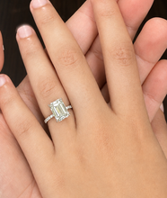 Load image into Gallery viewer, Emerald Cut Center And Round Cut Moissanites Engagement Ring Set In 14K Solid White Gold Wedding Bridal Ring Set 2.30ctw
