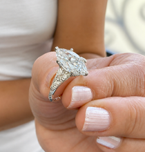 Load image into Gallery viewer, Marquise Shape Moissanites Engagement Ring Prong Style Wedding Bridal Ring Antique Filigree 14K Solid White Gold 3.00ctw
