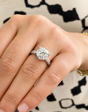 Load image into Gallery viewer, Round Cut Moissanite Engagement Ring Solitaire Bridal Ring Crown Prongs Filigree Style Shank Wedding ring Solitaire 14k White Gold 3.10ct
