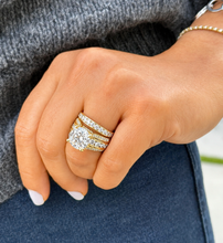 Load image into Gallery viewer, Round Shape Moissanites Engagement Ring Hidden Halo Design Wedding Ring And Matching Band 14K Solid Heavy Yellow Gold Bridal Ring 7.50ctw
