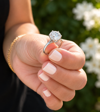 Load image into Gallery viewer, Crown Setting Style Solitaire Round Cut Simulated Diamond Engagement Ring Split Shank Wedding Ring 14K Solid White Gold Bridal Ring 3.00ct
