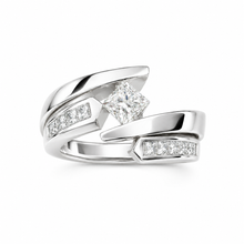 Load image into Gallery viewer, IGI Certified 14k Solid And Heavy White Gold Princess Cut Diamond Engagement Ring And Matching Bands Tension Set Wedding Set 1.50ctw F-VS2
