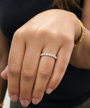 Load image into Gallery viewer, Round Cut Simulated Diamonds Three piece Eternity Band Engagement Band Filigree 14K White Gold Wedding Band Bridal Anniversary Band 0.60ctw
