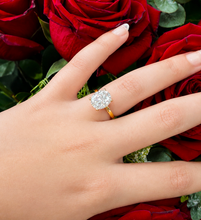 Load image into Gallery viewer, Oval Shape Simulated Diamonds Engagement Ring Solitaire Set Wedding Ring Four Prong Setting 5.00ct Bridal Ring Set In 14K Solid Yellow Gold
