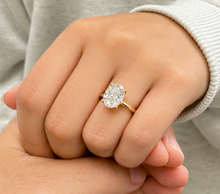 Load image into Gallery viewer, Oval Shape Simulated Diamonds Engagement Ring Solitaire Set Wedding Ring Four Prong Setting 5.00ct Bridal Ring Set In 14K Solid Yellow Gold
