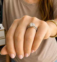 Load image into Gallery viewer, Round Cut Diamond Engagement Ring And Matching Band IGI Certified Wedding Set 14k Solid White Gold Women's Bridal Set Ring For Her 3.50ctw
