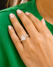 Load image into Gallery viewer, Oval Shape and Round Cut Sides Moissanites Engagement Ring And Matching Band Halo Wedding Set Lady's Bridal Set 14K Solid Rose Gold 2.00ctw
