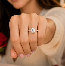Load image into Gallery viewer, Emerald Cut Center And Round Cut Moissanites Engagement Ring Set In 14K Solid Yellow Gold Wedding Bridal Ring Set 3.25ctw
