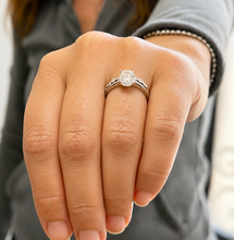 Load image into Gallery viewer, Oval Cut Moissanite And Round Cut Sides Engagement Ring And Band Set Solitaire Bridal Ring Set 14K Solid White Gold Wedding Ring Set 3.15ctw
