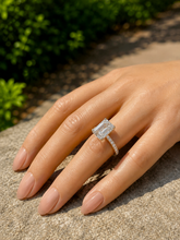 Load image into Gallery viewer, Emerald Cut Center And Round Cut Moissanites Engagement Ring Set In 14K Solid Yellow Gold Wedding Bridal Ring Set 3.25ctw
