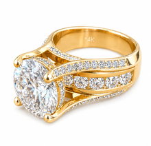 Load image into Gallery viewer, IGI Certified Round Shape Center Diamond Engagement Ring Inner Halo Style 14k Solid And Heavy White Gold Women's Wedding Ring 6.50ctw
