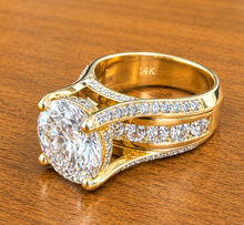 Load image into Gallery viewer, IGI Certified Round Shape Center Diamond Engagement Ring Inner Halo Style 14k Solid And Heavy White Gold Women's Wedding Ring 6.50ctw

