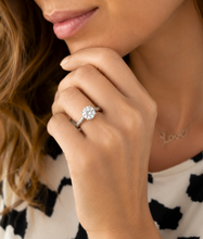 Load image into Gallery viewer, Round Cut Moissanite Engagement Ring Solitaire Bridal Ring Crown Prongs Filigree Style Shank Wedding ring Solitaire 14k White Gold 3.10ct
