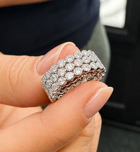 Load image into Gallery viewer, Round Cut Simulated Diamonds Three piece Eternity Band Engagement Band Filigree 14K White Gold Wedding Band Bridal Anniversary Band 0.60ctw

