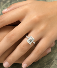 Load image into Gallery viewer, Emerald Cut Center And Round Cut Moissanites Engagement Ring Set In 14K Solid White Gold Wedding Bridal Ring Set 2.30ctw
