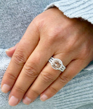 Load image into Gallery viewer, Natural Round Shape Morganite And Round Cut Sides Simulated Diamonds Engagement Ring Prong Bridal Ring 14K Solid White Gold 3.25ctw
