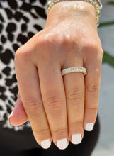 Load image into Gallery viewer, Round Cut Simulated Diamonds Eternity Band Antique Sytle Three Sided 14K Solid White Gold, Wedding Bridal Anniversary 2.00ctw
