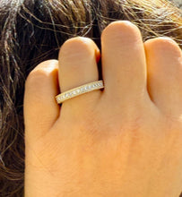 Load image into Gallery viewer, Round Cut Simulated Diamonds Eternity Band Antique Sytle Three Sided 14K Solid White Gold, Wedding Bridal Anniversary 2.00ctw
