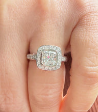 Load image into Gallery viewer, Cushion Cut And Round Cut Diamond Engagement Ring IGI Certified 14k White Solid Gold Wedding Set Bezel Style Bridal Set 2.20ctw
