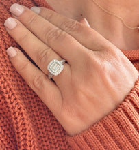 Load image into Gallery viewer, Cushion Cut And Round Cut Diamond Engagement Ring IGI Certified 14k White Solid Gold Wedding Set Bezel Style Bridal Set 2.20ctw

