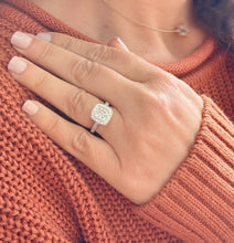 Load image into Gallery viewer, Cushion Cut And Round Cut Diamond Engagement Ring IGI Certified 14k White Solid Gold Wedding Set Bezel Style Bridal Set 2.20ctw
