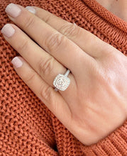 Load image into Gallery viewer, Cushion Cut And Round Cut Diamond Engagement Ring IGI Certified 14k White Solid Gold Wedding Set Bezel Style Bridal Set 2.20ctw

