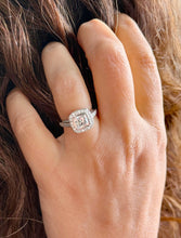 Load image into Gallery viewer, Cushion Cut And Round Cut Diamond Engagement Ring IGI Certified 14k White Solid Gold Wedding Set Bezel Style Bridal Set 2.20ctw
