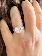 Load image into Gallery viewer, Cushion Cut And Round Cut Diamond Engagement Ring IGI Certified 14k White Solid Gold Wedding Set Bezel Style Bridal Set 2.20ctw
