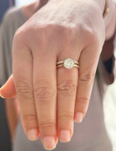 Load image into Gallery viewer, Round Cut Simulated Diamonds Engagement Ring And Band Set Solitaire Wedding Bridal Set 14K Yellow Gold 2.20ctw
