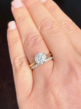 Load image into Gallery viewer, Round Cut Simulated Diamonds Engagement Ring And Band Set Solitaire Wedding Bridal Set 14K Yellow Gold 2.20ctw
