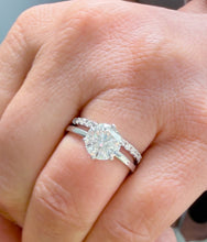 Load image into Gallery viewer, Round Cut Moissanites Engagement Ring And Matching Band Set Solitaire Style Wedding Bridal Set 14K Solid White Gold 2.20ctw
