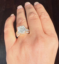 Load image into Gallery viewer, Cushion Cut and Round Cut Moissanites Engagement Ring Hidden Halo Design Wedding Ring Set In 14K Solid Heavy Yellow Gold Bridal Ring 6.50ctw
