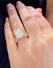 Load image into Gallery viewer, Cushion Cut and Round Cut Moissanites Engagement Ring Hidden Halo Design Wedding Ring Set In 14K Solid Heavy Yellow Gold Bridal Ring 6.50ctw
