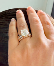 Load image into Gallery viewer, Cushion Cut and Round Cut Moissanites Engagement Ring Hidden Halo Design Wedding Ring Set In 14K Solid Heavy Yellow Gold Bridal Ring 6.50ctw
