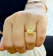 Load image into Gallery viewer, Fancy Yellow Radiant Cut Solitaire 11x9mm Simulated Diamonds Engagement Ring Four Prong Set Wedding Bridal Ring 14K Yellow Gold 5.00ct
