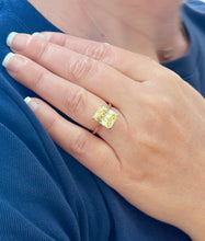Load image into Gallery viewer, Fancy Yellow Radiant Cut Solitaire 11x9mm Simulated Diamonds Engagement Ring Four Prong Set Wedding Bridal Ring 14K Yellow Gold 5.00ct

